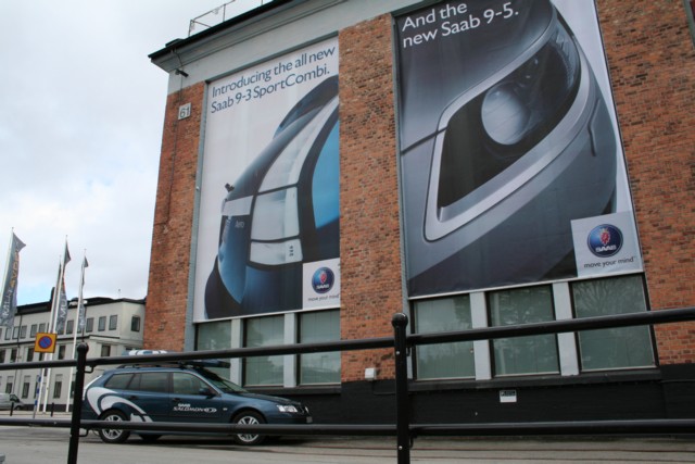 Huge Saab Ads on the building